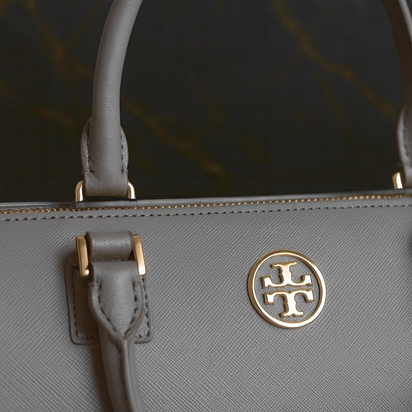 NEW Tory Burch Robinson Middy Satchel/Crossbody Bag Glazed Gray Saffiano Leather - Picture 10 of 11